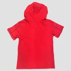 Toddler Boys' Marvel Spider-Man Hooded Short Sleeve T-Shirt - Red
