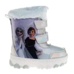 Disney Girls&rsquo; Frozen Winter Boots - Elsa and Anna Fur Trim Snow Boots - Silver Purple Light Blue - Size 6-12 (Toddler / Little Kid)
