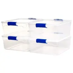 Homz Heavy Duty Modular Clear Plastic Stackable Storage Tote Containers with Latching and Locking Lids, 15.5 Quart Capacity, 16 Pack