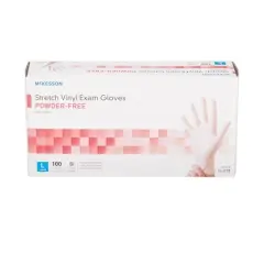 McKesson Vinyl Gloves, Powder-Free, Ivory, Large, 100 Count, 1 Box