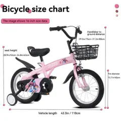 INFURNIC Bicycles 16 Inch Kids Bike with Training Wheels and Adjustable Saddle for Boys and Girls, Pink, 43.3"*20.3"*28.9"
