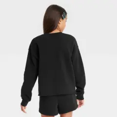 Girls' Smiley Cropped Crewneck Sweatshirt - art class&trade; Black