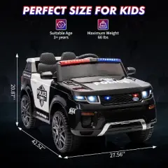 12V Children's Ride-on Police Car, Electric Ride-on Toddler Toy Police Car with Remote Control, Loudspeaker, Flashing Lights, Music