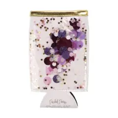 Packed Party Spirit Squad Confetti Skinny Can Cooler, Insulated Metal Can Drink Holder for Tailgate, Pool or Beach (Purple Crush)