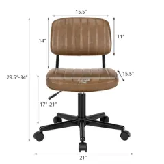 Costway PU Leather Office Chair Adjustable Swivel Task Chair w/ Backrest