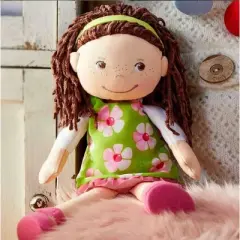 HABA Coco 12" Soft Doll with Brown Hair, Embroidered Face