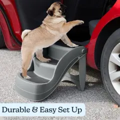 Pet Adobe 3-Step Pet Stairs for Small Dogs, Gray