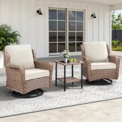 Buenhomino Wicker Patio Conversation Set Outdoor Seating Group Furniture Set with Cushions