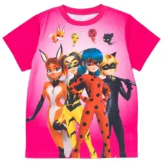Miraculous Vesperia Rena Rouge Cat Noir Girls Pajama Shirt and Shorts Sleep Set Little Kid to Big Kid