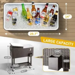 Karl Home 80 QT Brown Patio Cooler Cart