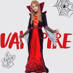 Joyfy Girls&lsquo; Halloween Royal Vampire Queen Costume &ndash; Gothic Victorian Halloween Dress Set Rule the Night in Dark Elegance!