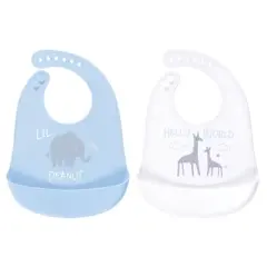 Luvable Friends Baby Silicone Bibs 2pk, Little Peanut, One Size