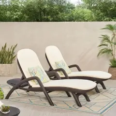 GDFStudio Ethan Outdoor Faux Wicker Adjustable Chaise Lounges with Cushion (Set of 2)