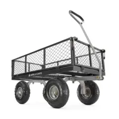 Gorilla Carts 2-Pack Steel Utility Cart, 4 Cu Ft Bed, 800 lb Load Capacity, Black &ndash; Heavy-Duty Outdoor Hauling Wagon with Removable Side Panels