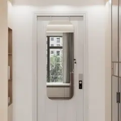 KTMBDW Jewelry Cabinet Armoire, Lockable Standing Mirror Jewelry Cabinet, Full Length Mirror with Jewelry Storage, White