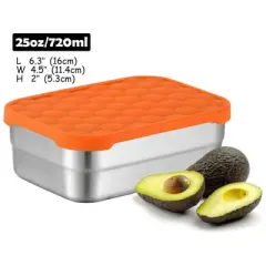 BRINJOY Stainless Steel Lunch Box Container with Leak-Proof Silicone Lid, Food Storage Bento Box for Snacks, Sandwiches, Fruits, Vegetables, 25 oz