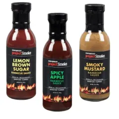 Steven Raichlen Project Smoke Barbecue Sauce Gift Box- 3 Pack- Spicy Apple, Smoky Mustard, Lemon Brown Sugar- Great Gift- Chicken Ribs Fish Veggies