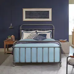Queen Kirkland Metal Bed Aged Pewter - Hillsdale Furniture
