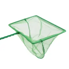 Unique Bargains Plastic Coated Handle Fish Shrimp Landing Net for Aquarium Tank Green