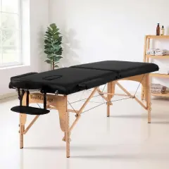 Bestmassage Massage Table 2 Fold Portable Massage Table Height Adjustable Salon Tattoo Bed, Black
