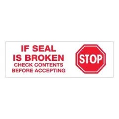 Tape Logic Pre-Printed Carton Sealing Tape "Stop If Seal Is Broken..." 2.2 Mil 2 T902P016PK