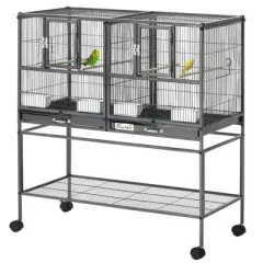 Resenkos Bird Cage, Bird Cages Habitat,Bird Cage with Rolling Stand Removable Metal Tray, Storage Shelf, Wood Perch Black