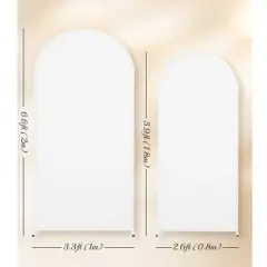Wedding Arch Stand Covers, Stretchy Wedding Arch Cover, 5.9ft+6.6ft Spandex Round Top Backdrop Cover for Banquet Decoration One Size,White