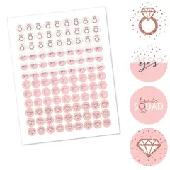 Big Dot of Happiness Bride Squad - Rose Gold Bridal or Bachelorette Party Round Candy Sticker Favors - Labels Fits Chocolate Candy (1 sheet of 108)
