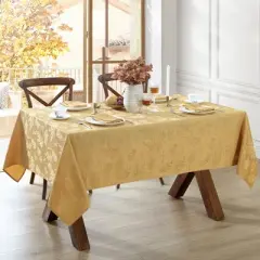 Elrene Elegant Woven Leaves Jacquard Damask Fall Tablecloth - Elrene Home Fashions