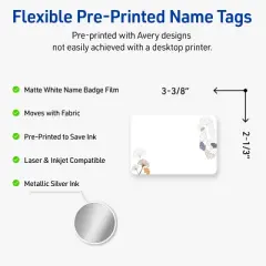 Avery Adhesive Name Badges, Floral Design, 2-1/3" x 3-3/8", 80ct