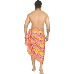 LA LEELA Men's Sarong Bath Swimsuits Pareo Wrap One Size Cherry Palm Tree