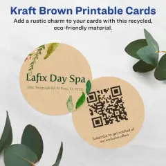 Avery Printable Round Business Cards with Sure Feed Technology, 2" Diameter, Kraft Brown Cardstock, Print-to-the-Edge, Laser/Inkjet Cards, 120 Total