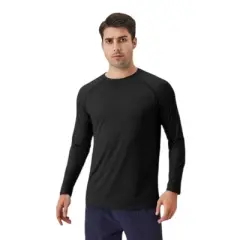 Anna-Kaci Active Men's Long Sleeve Performance Shirt with Raglan Sleeves and Lightweight Stretch Fabric