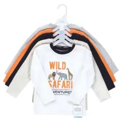 Hudson Baby Infant and Toddler Boy Long Sleeve T-Shirts, Cool Safari
