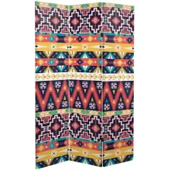 6" Double Sided Ikat Canvas Room Divider - Oriental Furniture