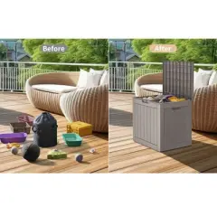 Sersper 30 Gallon Waterproof Resin Deck Box with Lockable Lid, UV Resistant, Brown - Indoor & Outdoor Use (6 Pack)