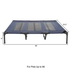 Elevated Dog Bed - 48x35.5-Inch Portable Pet Bed with Non-Slip Feet - Indoor/Outdoor Dog Cot or Puppy Bed for Pets up to 110lbs by PETMAKER (Blue)