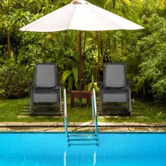 Tangkula Oversized Zero Gravity Lounge Chair Folding Recliner w/ Cup Holder & Pillow, Black