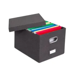 Internet's Best 2-Pack Collapsible File Storage Organizer with Lid - Charcoal