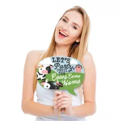 Big Dot of Happiness Funny Girl Farm Animals - Pink Barnyard Baby Shower or Birthday Party Photo Booth Props Kit - 10 Piece