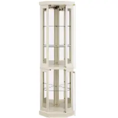 YOOCOZZ Corner Lighted Glass Curio Cabinet Display Case with Light for Living Room Antique Collection Wine Bar Glass Storage