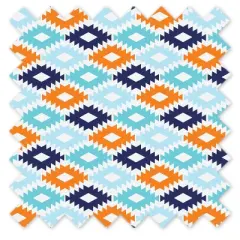 Bacati - Liam Aztec Print Kilim Aqua/Orange/Navy Crib/Toddler Bed Skirt
