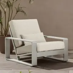 Modern Aluminum Patio Club Chair with Cushion,Rust Resistant Outdoor Accent Chair,Lounge Armchair Garden or Balcony-Cuddlewood