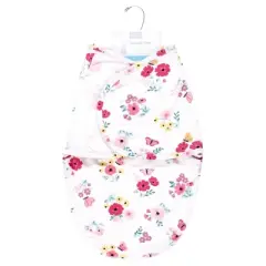 Hudson Baby Infant Girl Plush Faux Fur Swaddle Wrap, Butterfly Floral, 0-3 Months