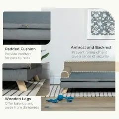 Resenkos Cat Couch, Pet Sofa, Dog Couch Bed,Dog Sofa, Large Dog Couch with Washable Cover, Wooden Legs, Gray Grey