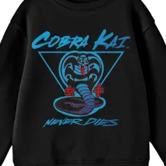 Cobra Kai Never Dies Crew Neck Long Sleeve Black Youth Tee