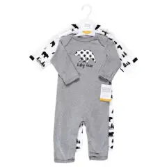 Hudson Baby Unisex Baby Cotton Coveralls, Baby Bear Gray Black