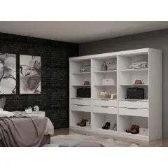 Set of 3 Mulberry Open 3 Sectional Closet White - Manhattan Comfort