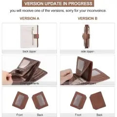 CLUCI Small Wallets for Women RFID Blocking Leather Trifold Compact Credit Card Holder with ID Window Ladies Zipper Coin Purse Beige with Brown