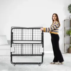 VEVOR Rollaway Bed, 38 in x 75 in Folding Bed with 4 in Mattress, Twin Size Foldable Bed with Sturdy Metal Frame & Memory Foam Mattress